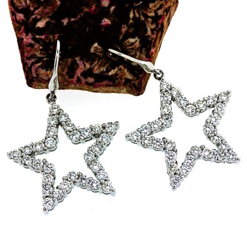 2.92 CT Diamond Star Earrings  in 18Kt White Gold